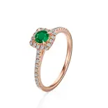 Pierścionek z szmaragdem i brylantami różowe złoto AJPZ_026